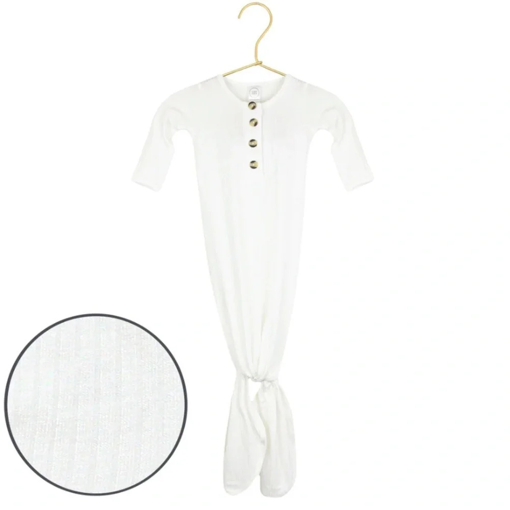 Lou Lou & Company 3-6 Month White Ribbed Knotted Gown Style‎ Wren